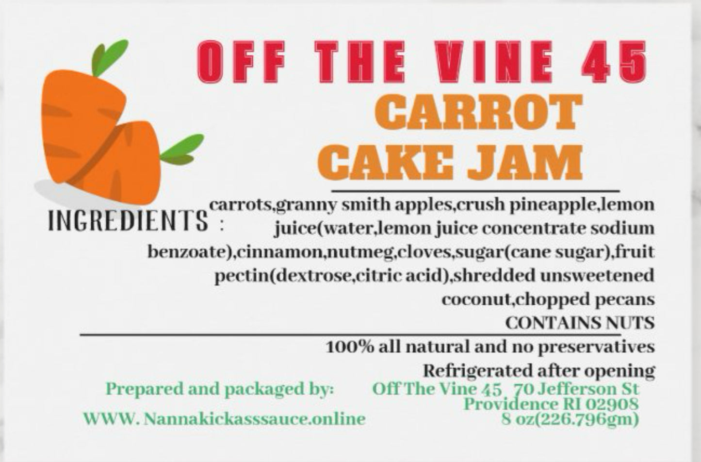 Carrot Cake Jam π₯π₯₯ 8oz (No Nuts)